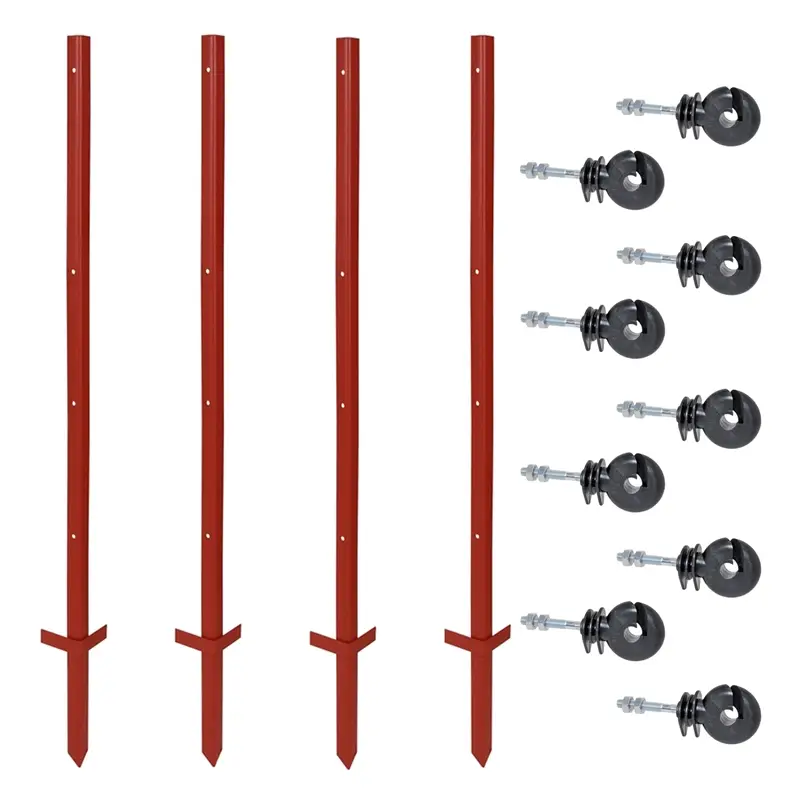 Top-Seller VOSS.farming Set: 40x Winkelstahlpfähle 115cm + 175x Ringisolatoren mit M6 Gewinde