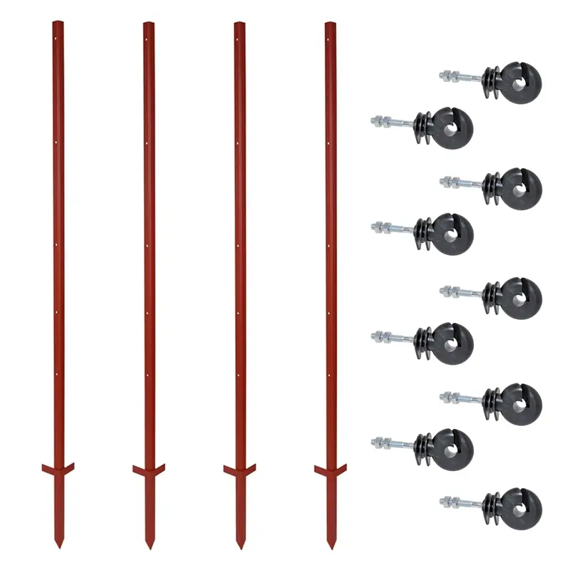 Echt VOSS.farming Set: 20x Winkelstahlpfähle 165cm + 100x Ringisolatoren mit M6 Gewinde