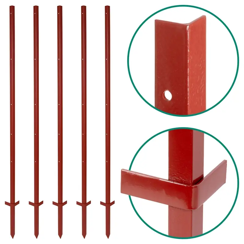 10x VOSS.farming Winkelstahlpfahl 165cm, 3mm, 5x Bohrungen, mit Doppeltritt Zertifiziert