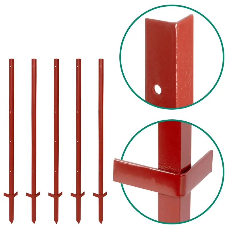 10x VOSS.farming Winkelstahlpfahl 115cm, 3mm, 4x Bohrungen, mit Doppeltritt Geprüft
