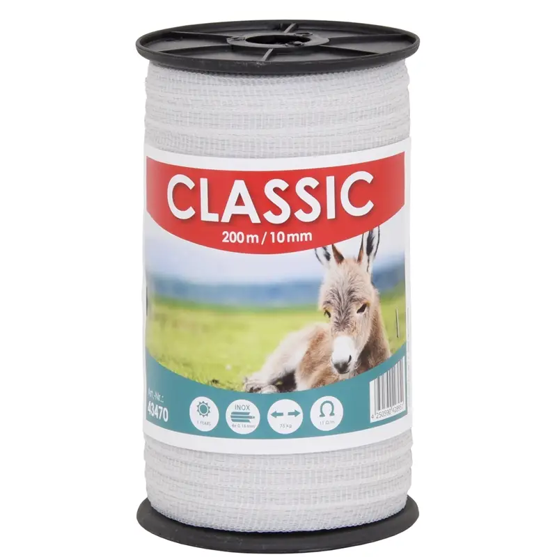 Weidezaunband "CLASSIC" 200m, 10mm, 4x0,16 Niro, weiß Direkt Vom Hersteller