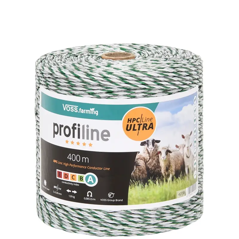 VOSS.farming Weidezaunlitze 400m, 3x0,40 HPC/Ultra, weiß-grün Echt