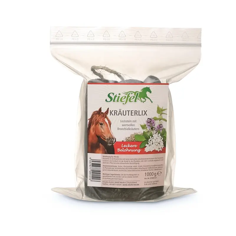 Neue Ware Stiefel Kräuterlix - Leckstein für Pferde mit wertvollen Bronchialkräutern, 1kg