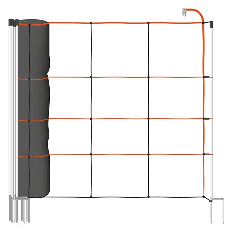 Heißes Angebot VOSS.farming TitanLight Net 50m Schafnetz, Elektrozaun-Netz, 90cm, 14 Pfähle, 2 Spitzen