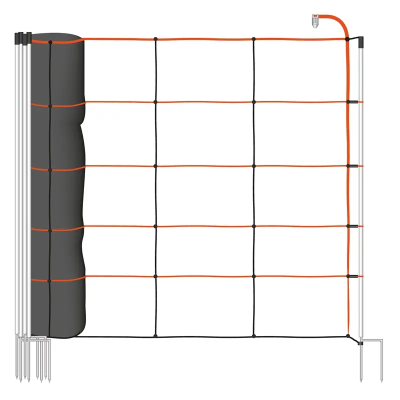 Günstig VOSS.farming TitanLight Net 50m Schafnetz, Elektrozaun-Netz, 108cm, 14 Pfähle, 2 Spitzen