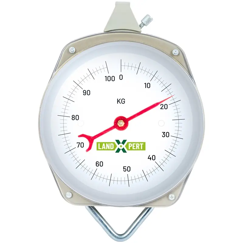 LandXpert Zeigerschnellwaage 100kg, Hängewaage, Federwaage, 500g Teilung, 2 Haken, Futterkontrolle Letzte Chance