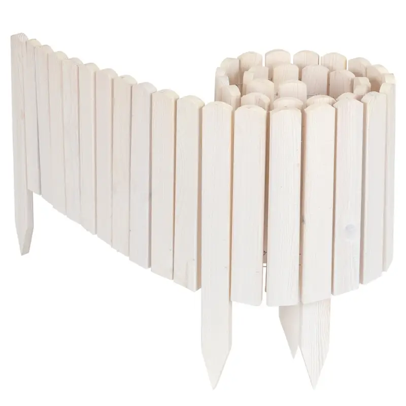 Sonderangebot Beeteinfassung Holz 200 x 20cm, Rollborder, Steckzaun, Beetumrandung, weiß