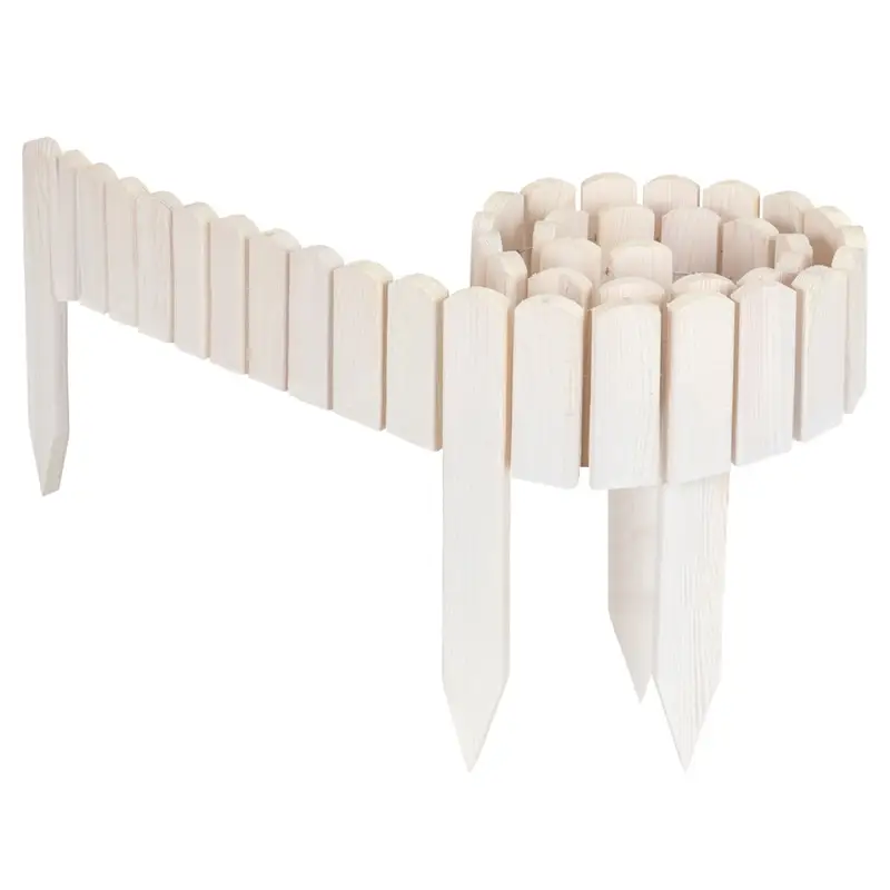 Günstig Beeteinfassung Holz 200 x 10cm, Rollborder, Steckzaun, Beetumrandung, weiß