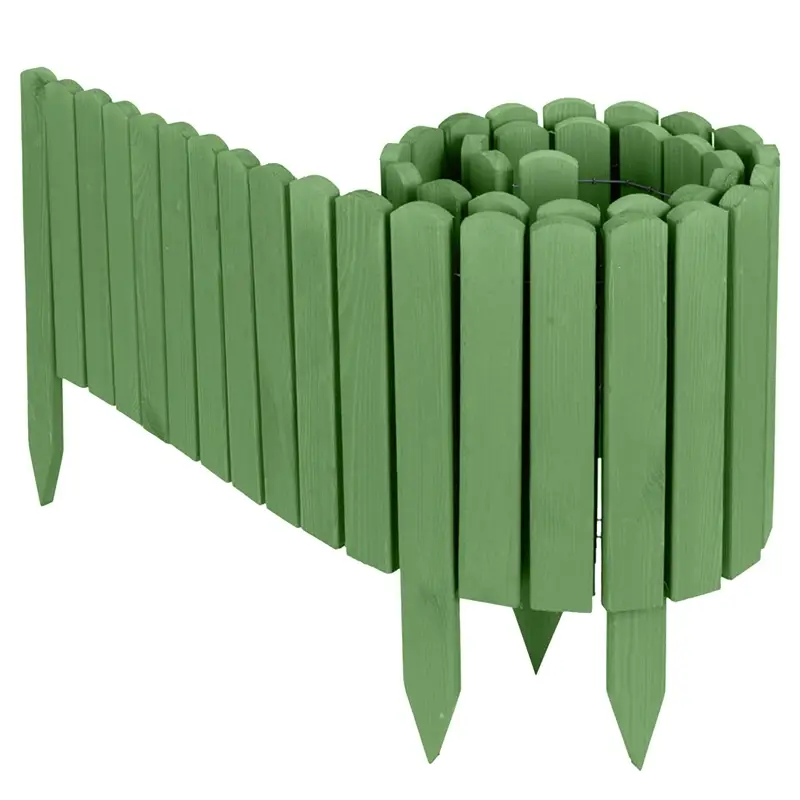 Online Kaufen Beeteinfassung Holz 200 x 20cm, Rollborder, Steckzaun, Beetumrandung, grün
