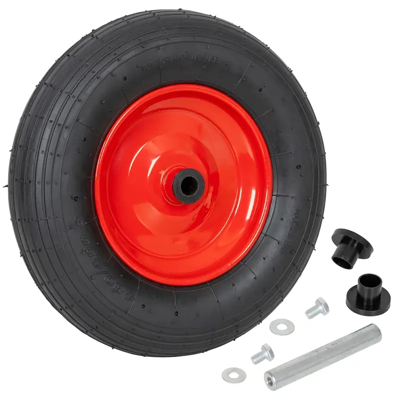 Neu Im Sortiment Schubkarrenrad Komplettrad 16", 4.00-8, inkl. Achse, luftgefüllt, Rillenprofil