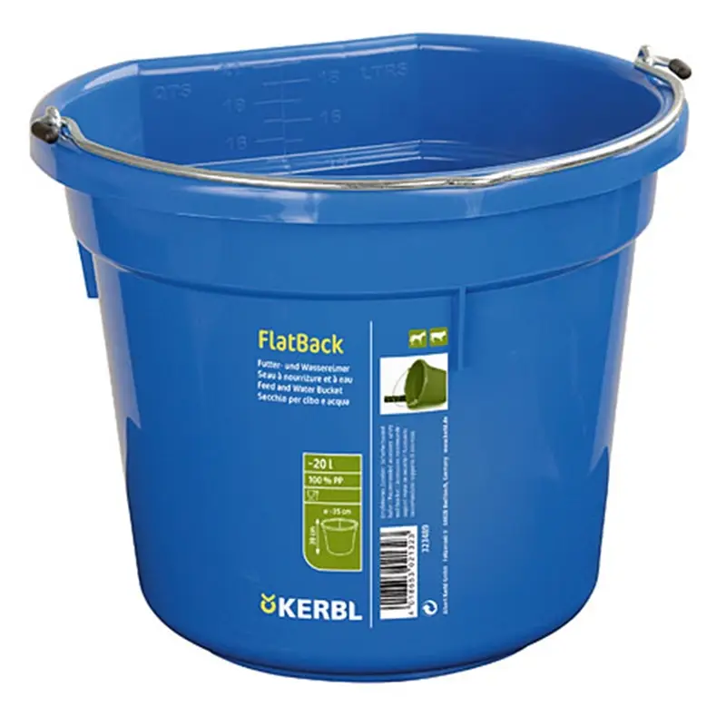 Sichere Zahlung Futtereimer und Wassereimer "FlatBack", Eimer mit Henkel, 20 Liter, blau