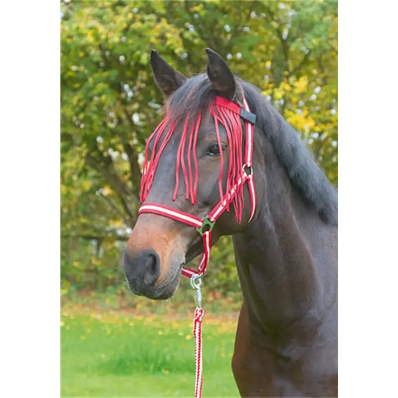 Fliegenfransen für Pferde und Ponys, Fliegenschutz - dunkelrot, Vollblut (Gr.2) Kracherpreis