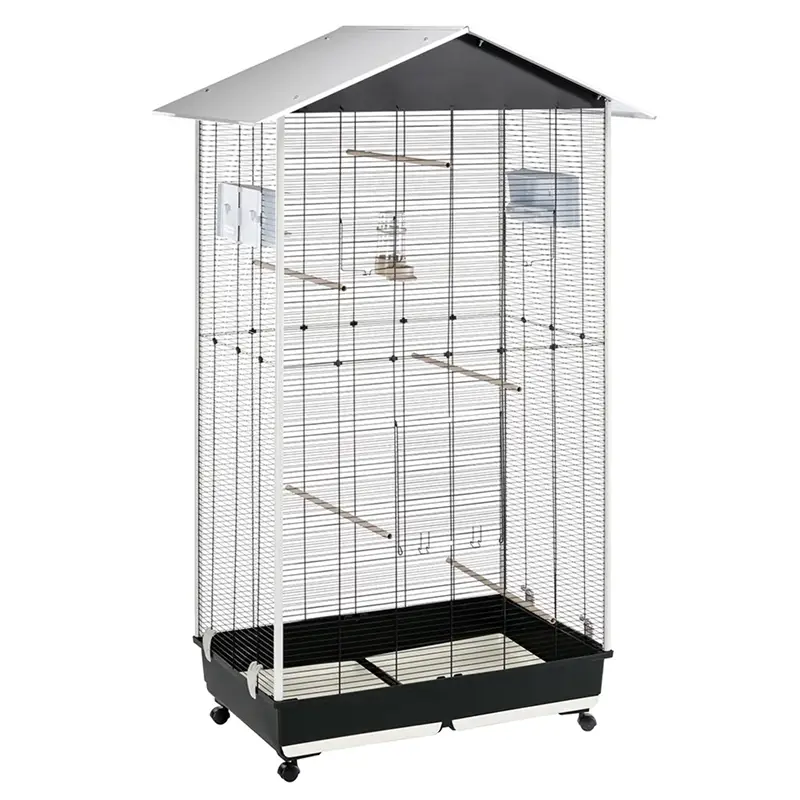 Vogelkäfig "NOTA M", Vogelvoliere, mit Wasserspender, 95x64x165,5cm, schwarz Nur Für Kurze Zeit