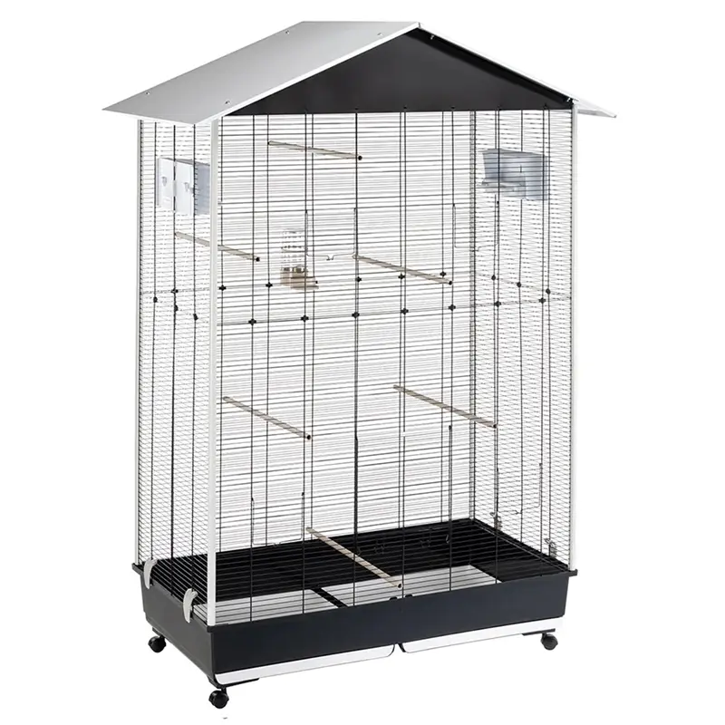 Vogelkäfig "NOTA L", Vogelvoliere, mit Wasserspender, 111x66,5x167cm, schwarz Preisreduziert