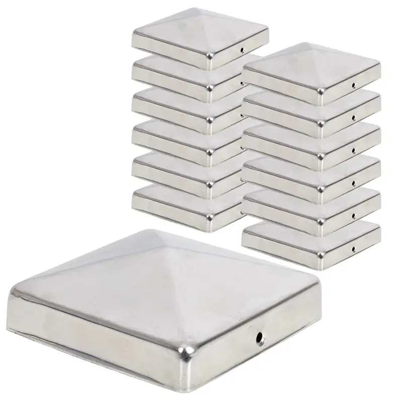 10x VOSS.garden Pfostenkappe 90 x 90mm, Edelstahl Schutzkappe für Holzpfähle, inkl. Schrauben Neue Kollektion