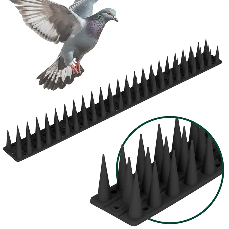 6x Vogelabwehr Kunststoff, lange Spitzen, 37mm, komplett Kunststoff, schwarz, 270 cm Billig