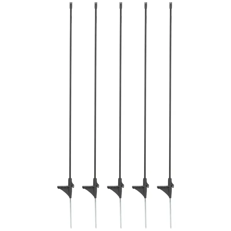 5x VOSS.farming Oval-Fiberglaspfahl, Ersatzpfahl, 80cm, schwarz Markenware