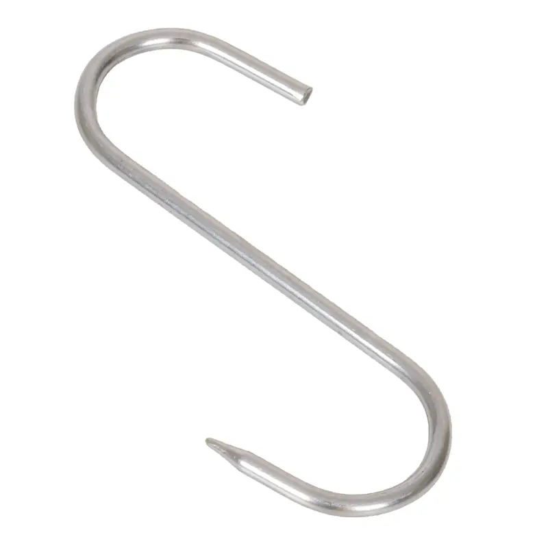 Echt 10x Fleischhaken rostfrei, S-Form 1 Spitze, 140x5,5mm