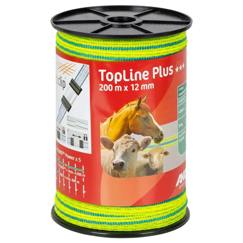 AKO Weidezaunband "TopLine Plus" 200m, 12mm, 4x0,30 TriCond, neongelb-blau Knallerangebot