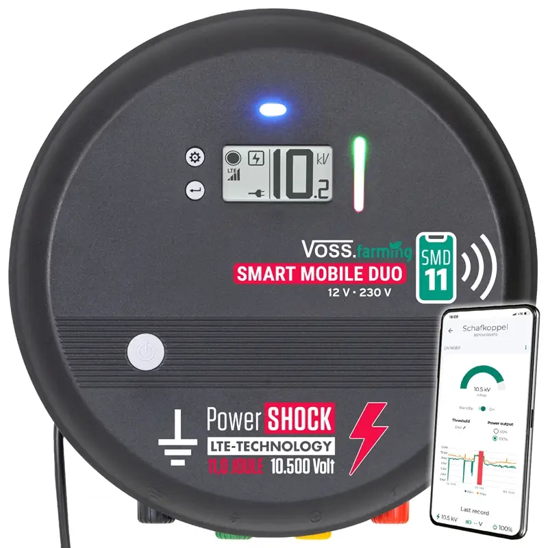 VOSS.farming "Smart Mobile Duo 11" - Weidezaungerät, Kontrolle per Smartphone, 11J, 230V/12V Mega-Angebot