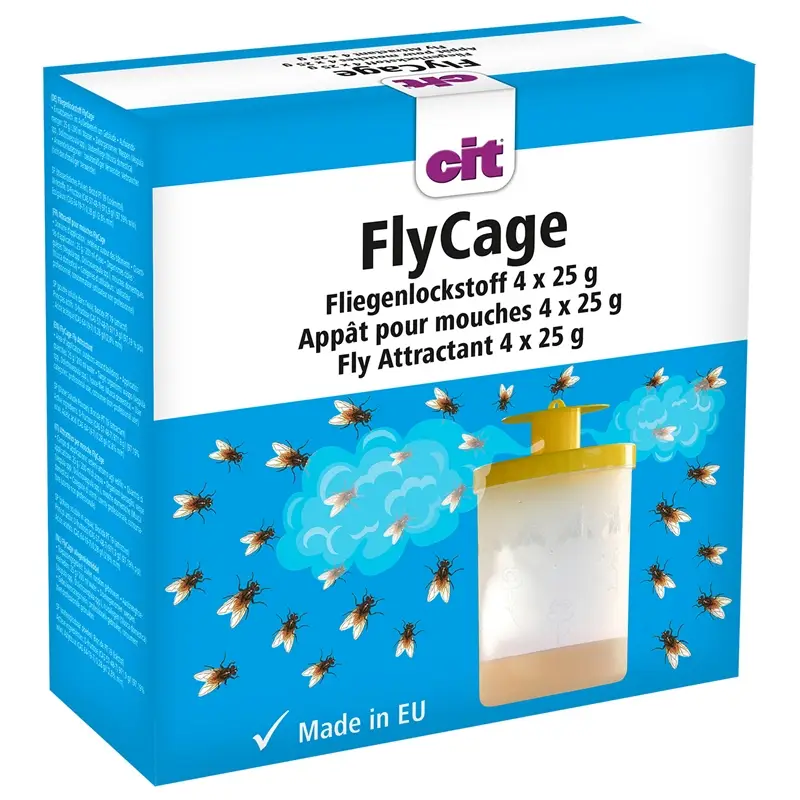 Expressversand cit Fliegenlockstoff FlyCage, Nachfüll Lockstoff für Fliegenfalle, 4x25g