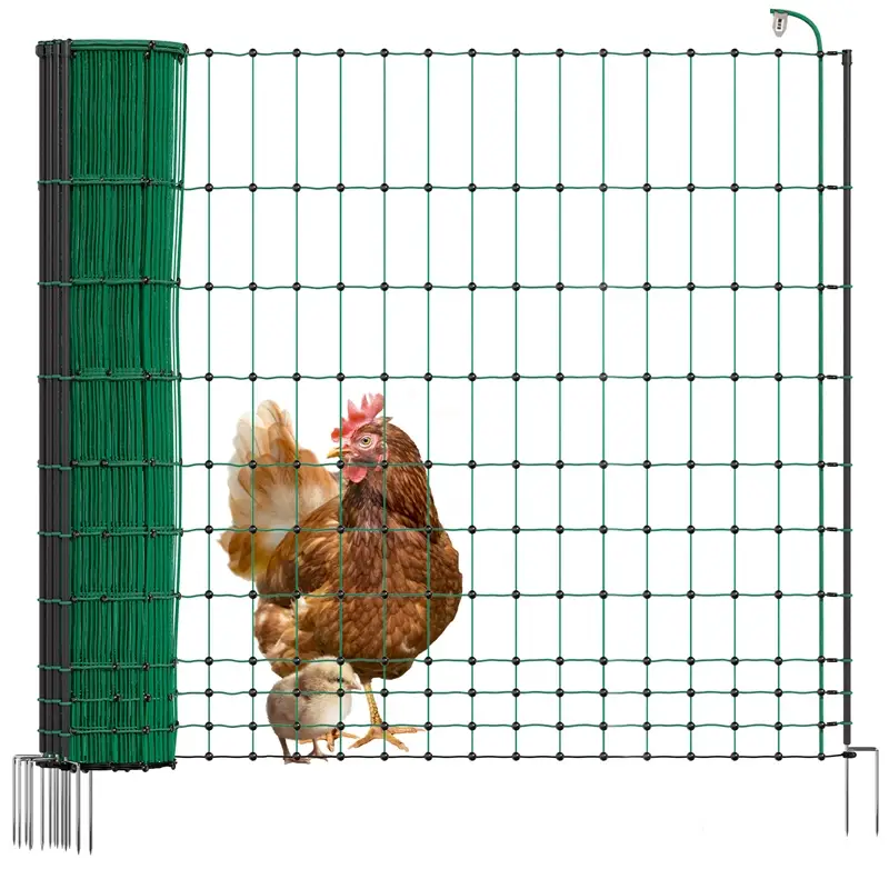 VOSS.farming BASIC Hühnerzaun 50m, Geflügelnetz, 122cm, 14 Pfähle, 2 Spitzen, grün Finale Aktion