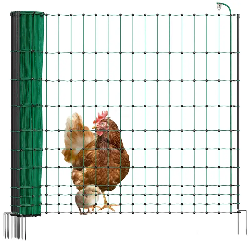 Top-Preis VOSS.farming BASIC Hühnerzaun 25m, Geflügelnetz, 122cm, 7 Pfähle, 2 Spitzen, grün