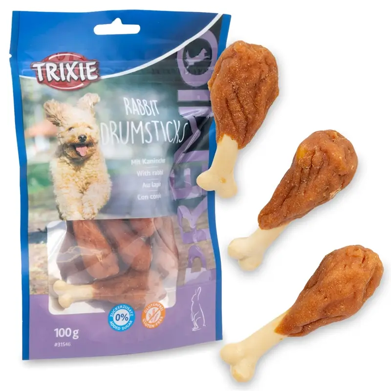 Sonderangebot Trixie PREMIO Rabbit Drumsticks, Hundeleckerli mit Kaninchen, 8 Stück, 100g