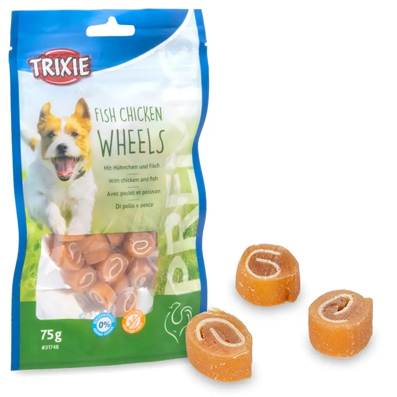 Trixie PREMIO Fish Chicken Wheels, Hundeleckerli mit Hühnerbrust und Fisch, 75g Highlight
