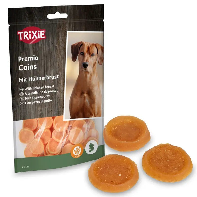 Finale Aktion Trixie PREMIO Chicken Coins, Hundeleckerli mit Hühnerbrust, 100g