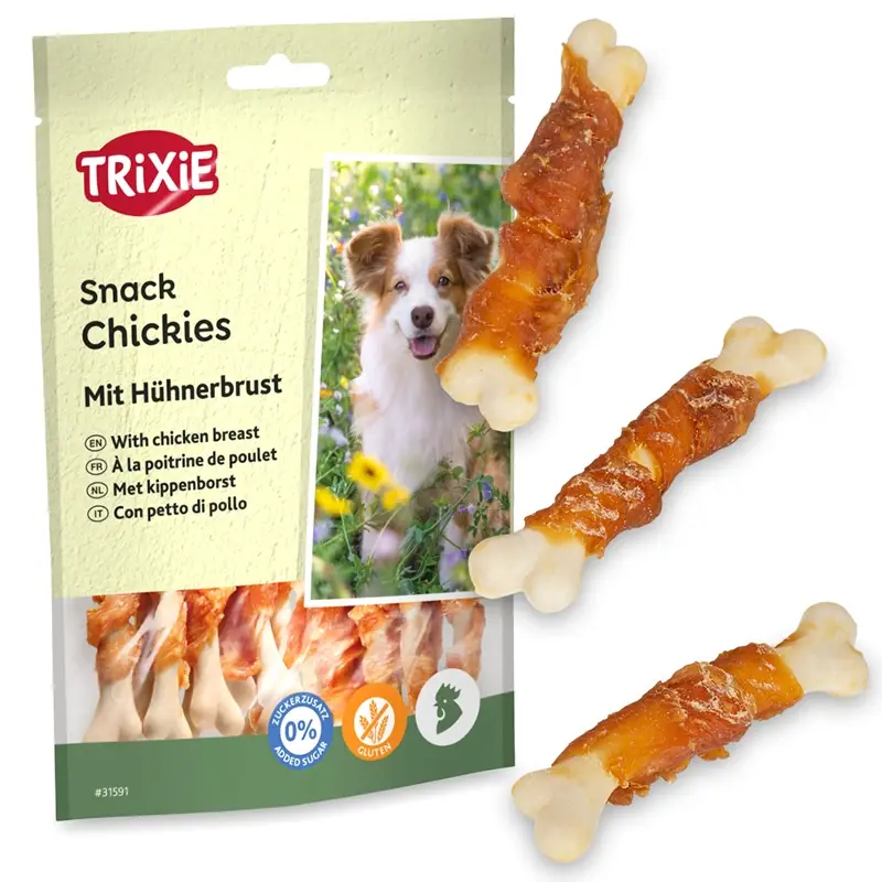 Sichere Zahlung Trixie PREMIO Chickies, Hundeleckerli mit Hühnerbrust, Snackknochen, 100g