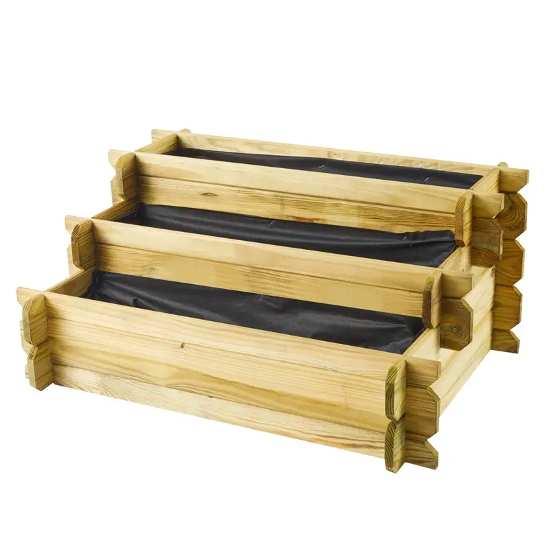 Preiswert Gemüsebeet aus Kiefernholz dreistufig 80x60x36cm, kesseldruckimprägniert, Hochbeet, 137 Liter