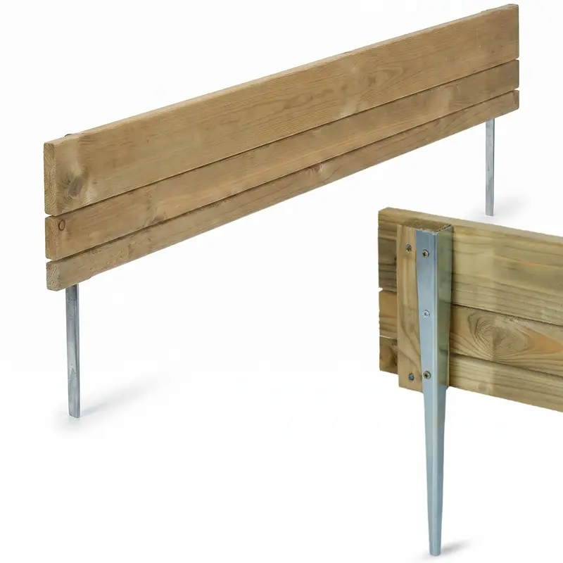 Must-Have VOSS.garden Steckzaun 75x18cm, Beeteinfassung Holz mit Metallpfählen, Rasenbegrenzung