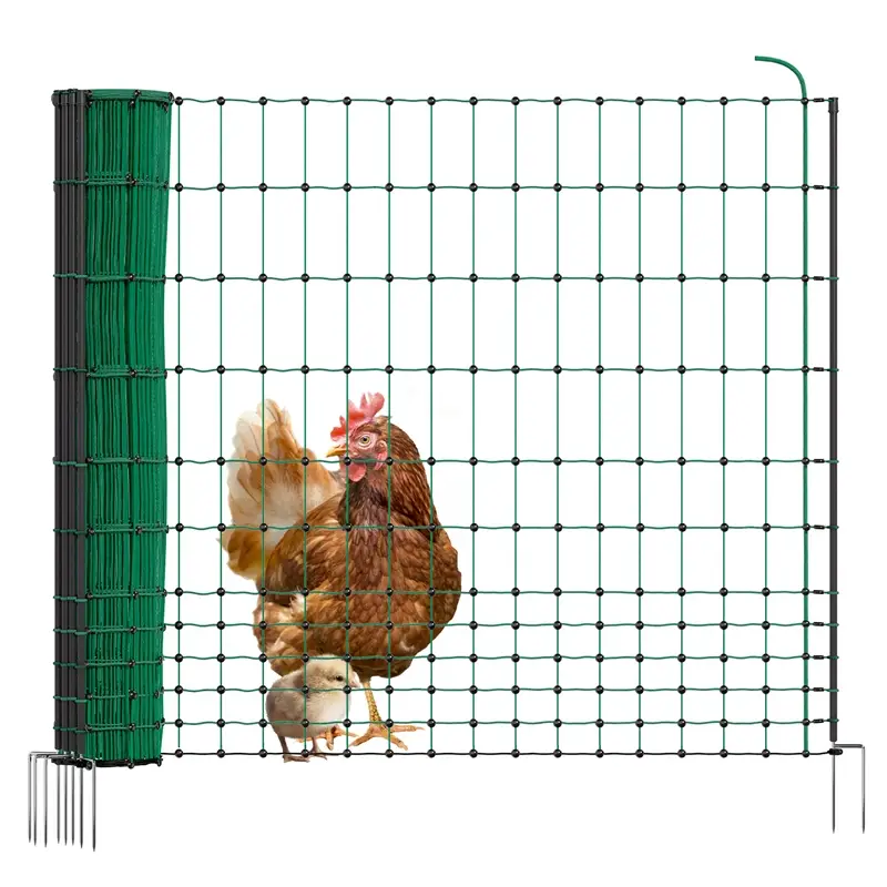 Neuheit 25m VOSS.farming BASIC Hühnerzaun, Geflügelnetz, 112cm, 7 Pfähle, 2 Spitzen, grün, ohne Strom