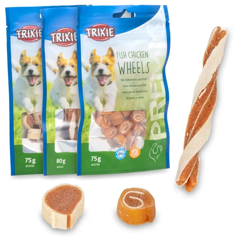 Trixie PREMIO Fish Chicken Set, Fish Chicken Rolls + Fish Chicken Sticks + Fish Chicken Wheels Garantierte Lieferung