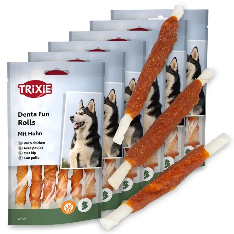 6x Denta Fun Chicken Chewing Rolls, 12 cm, 30 St./240 g Nur Heute