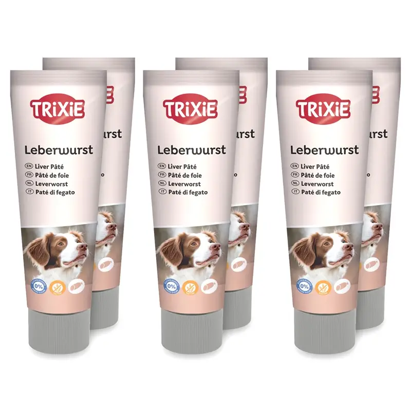 Expressversand 6x Trixie PREMIO Leberwurst Paste, Hundesnack, 110g