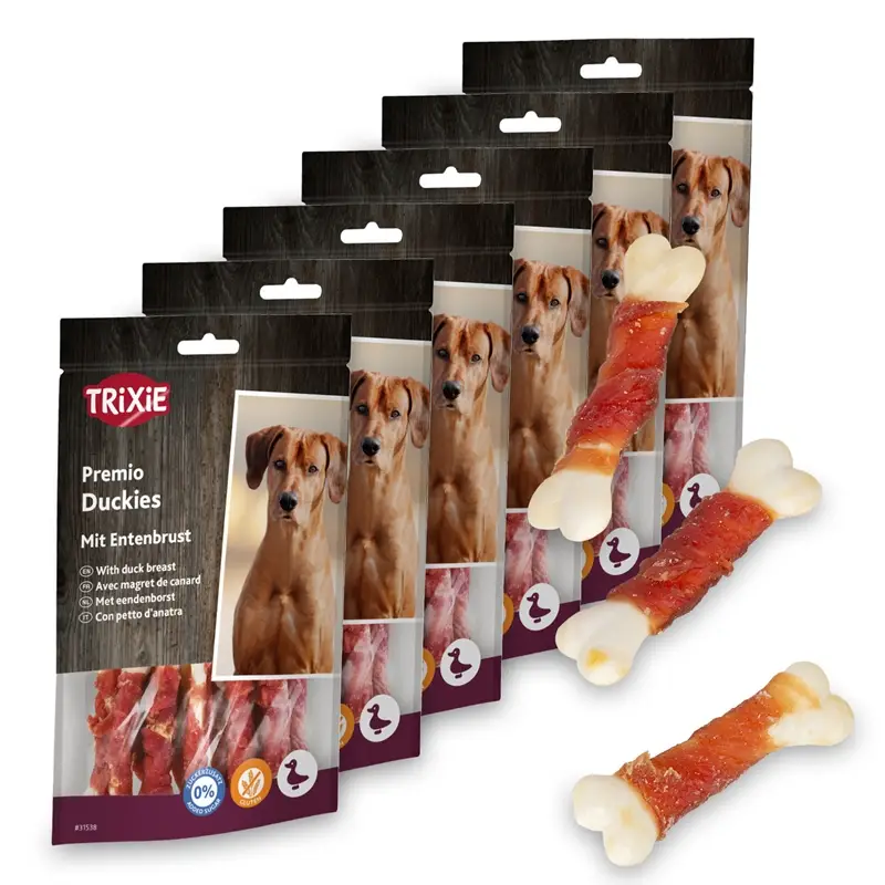 Günstig 6x Trixie PREMIO Duckies, Hundeleckerli mit Entenbrust, Snackknochen, 100g