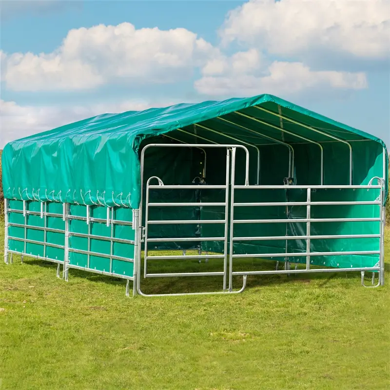 VOSS.farming Panelzelt mit Dach + Seitenplane + Tor, 4m x 7,20m Günstig
