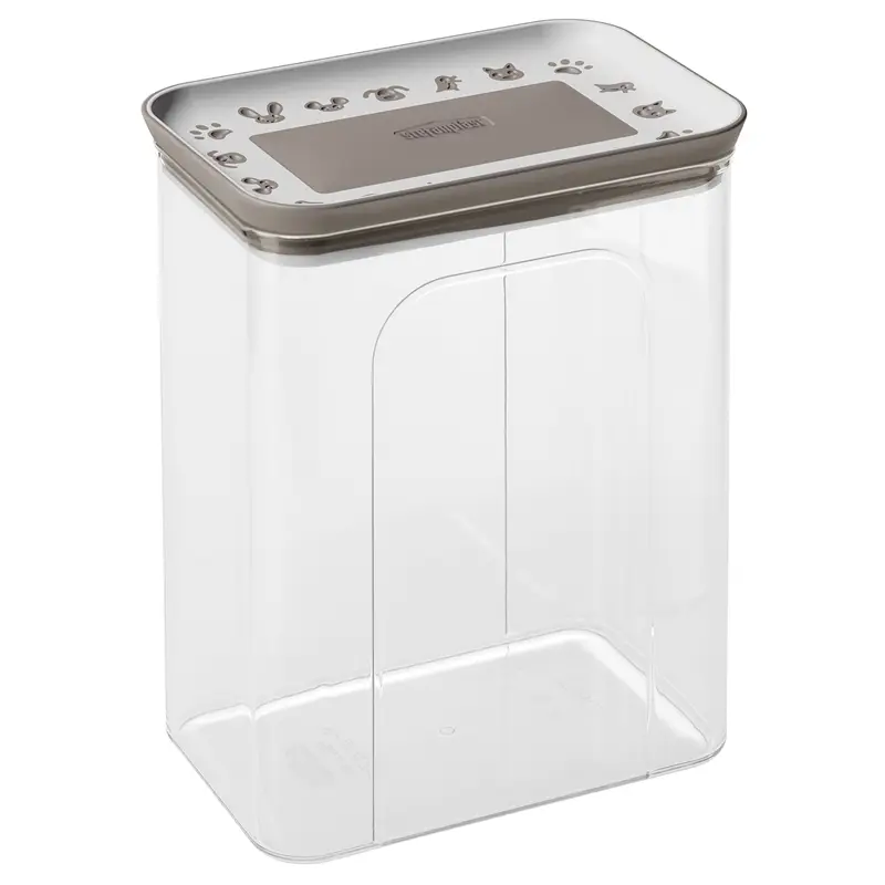 Neu Snackbox 2,2 Liter, Futterbehälter aus transparentem Kunststoff, luftdichter Deckel, grau