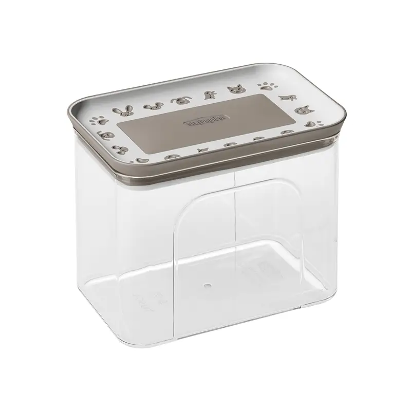 Geprüft Snackbox 1,2 Liter, Futterbehälter aus transparentem Kunststoff, luftdichter Deckel, grau