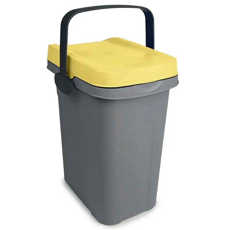 Neu Abfallbehälter 7 Liter, Abfalleimer aus Kunststoff, grau/gelb