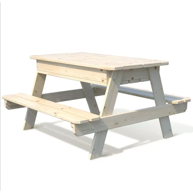 Online Kaufen Kindertisch aus Holz, Picknicktisch für bis zu 4 Kinder, mit integriertem Sandkasten, 90x91,5x50cm