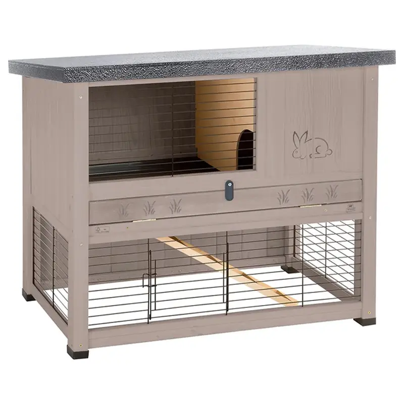 Letzte Chance Kaninchenstall Ranch, Hasenstall aus Kiefernholz, 2 Etagen, 95x64,5x84,5cm