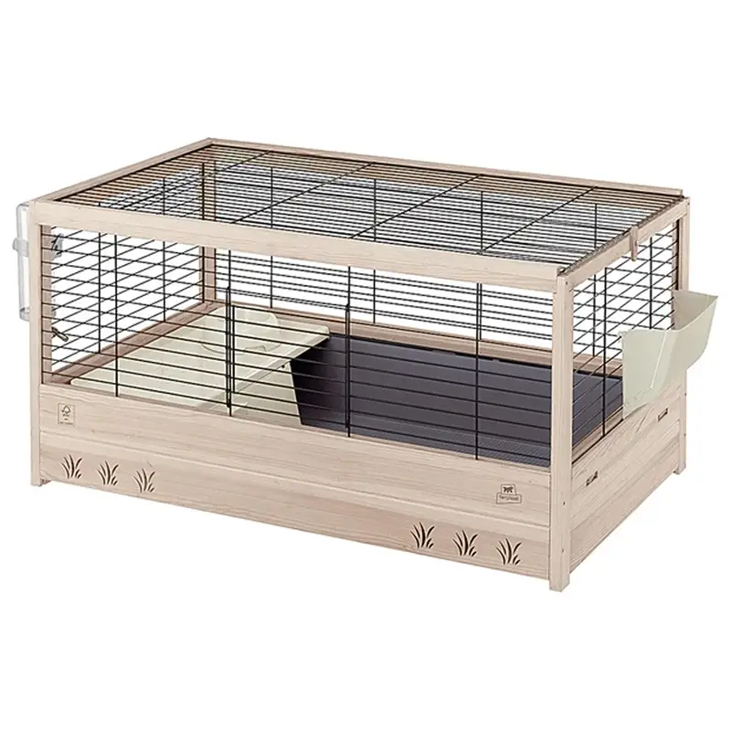 Kaninchenstall Arena 100, Kaninchenkäfig aus Kiefernholz, 100x52,5x51cm Super-Preis