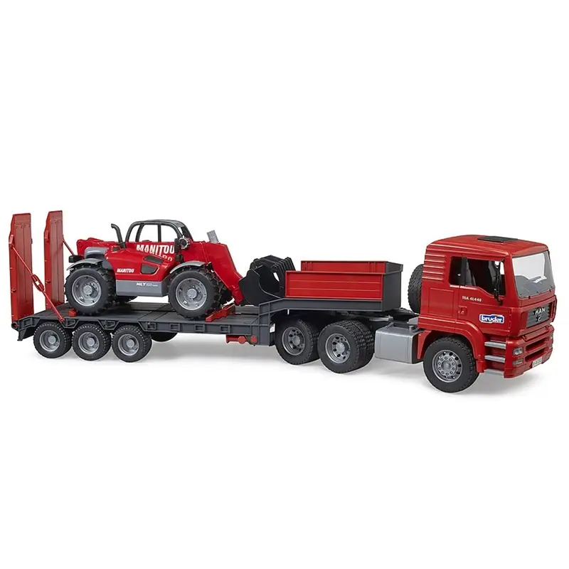 BRUDER MAN TGA Tieflader mit Manitou Teleskoplader, Spielzeug-Auto ab 3 Jahren, 1:16 Top-Preis