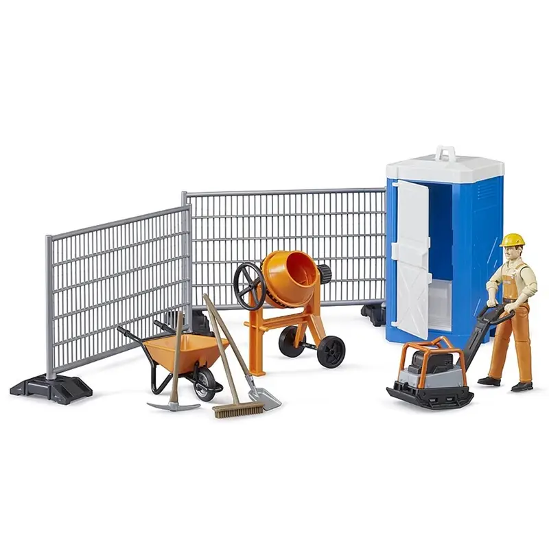 Top-Angebot BRUDER bworld Baustellenset, ab 4 Jahren, 1:16, inkl. Bauarbeiter, Rüttelplatte, Mischmaschine, WC
