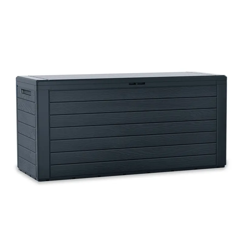 Gartentruhe Woodebox, Kissenbox, Gartenbox, UV-beständig, abschließbar, anthrazit, in Holzoptik,280l Highlight