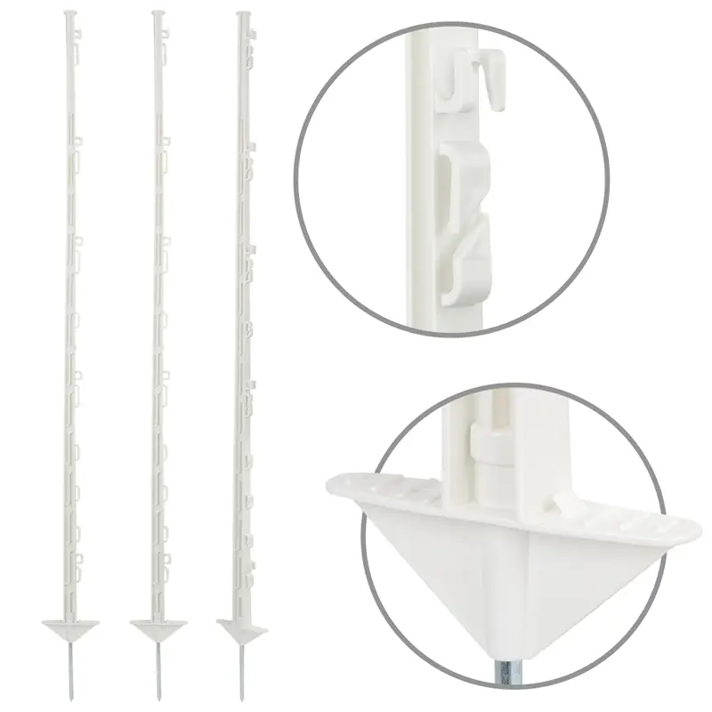 Garantierte Lieferung 40x VOSS.farming Weidezaunpfähle, Kunststoff, 150 cm, 14 Ösen, weiß