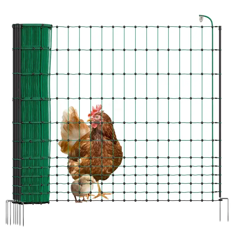 B-Ware VOSS.farming BASIC Hühnerzaun 50m, Geflügelnetz, 112cm, 14 Pfähle, 2 Spitzen, grün Günstig